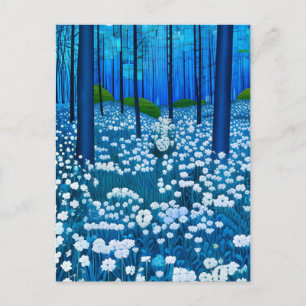 Carte Postale Forêt enchantée de fleurs sauvages blanches