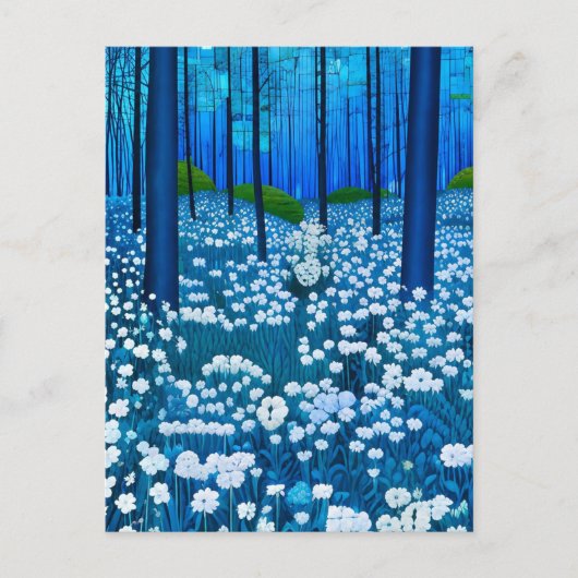 Carte Postale Forêt enchantée de fleurs sauvages blanches (Devant)