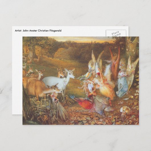 Carte Postale Forêt enchantée par l'artiste John Anster Fitzgera (Devant / Derrière)