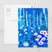 Carte Postale Forêt fantastique avec fleurs et oiseaux (Devant / Derrière)