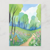 Carte Postale Forêt Florale | Fleurs sauvages de l'aquarelle nat (Devant)