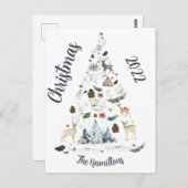 Carte Postale Forêt forestière Arbre de Noël animal (Devant / Derrière)