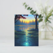 Carte Postale Forêt marécageuse en pleine nature (Debout devant)