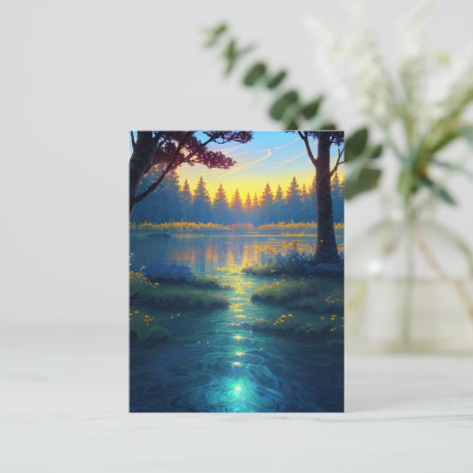 Carte Postale Forêt marécageuse en pleine nature (Debout devant)