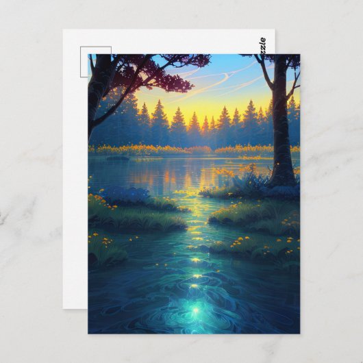 Carte Postale Forêt marécageuse en pleine nature (Devant / Derrière)