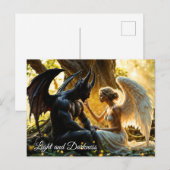 Carte Postale Forêt mystique de l'ange blanc noir (Devant / Derrière)