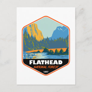 Carte Postale Forêt nationale de Flathead Montana Emblème Vintag