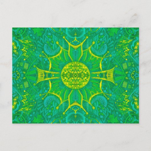 Carte Postale Forêt papillon Bohème Arabesque Motif Vert (Devant)