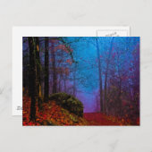 Carte Postale Forêt peinte automne pourpre brouillard (Devant / Derrière)