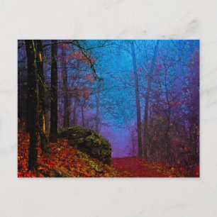 Carte Postale Forêt peinte d'automne brume violette