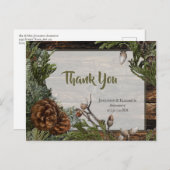 Carte Postale Forêt rustique Mariage Bois foncé Bouton À feuilla (Devant / Derrière)