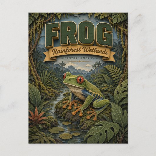 Carte Postale Forêt tropicale humide de grenouilles POPCUT (Devant)
