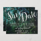 Carte Postale Forêts enchantées Lumières des fées Sauvez la date (Devant / Derrière)