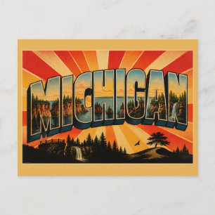 Carte Postale Forêts et cascades des Grands Lacs du Michigan Art
