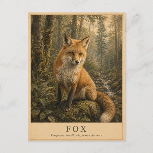 Carte Postale Forêts tempérées de renard VINTAGE (Devant)