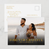 Carte Postale Forever Grateful Gold Foil Mariage Merci Foto (Devant / Derrière)
