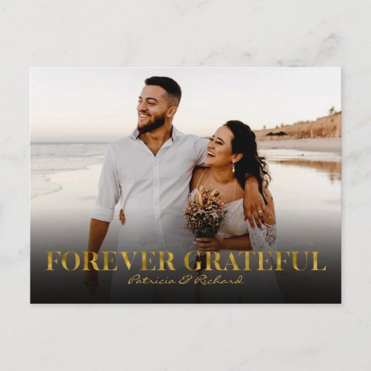 Carte Postale Forever Grateful Gold Foil Mariage Merci Foto (Devant)