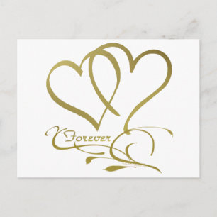 Carte Postale Forever Hearts Gold éditable couleurs arrière - pl