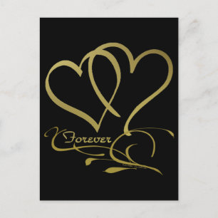 Carte Postale Forever Hearts Gold éditable couleurs arrière - pl