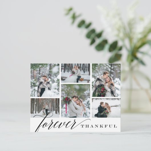 Carte Postale Forever Thankful Mariage Photo Collage Merci (Debout devant)