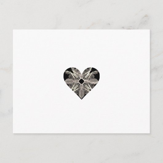 Carte Postale Forme de coeur de l'art fractal noir et blanc (Devant)