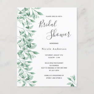 Carte Postale Forme nuptiale verte botanique d'invitation