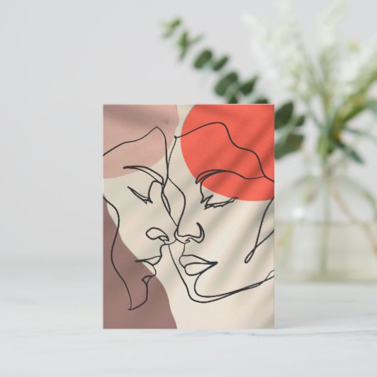 Carte Postale Formes Abstraites Dessin d'une ligne Couple minima (Debout devant)