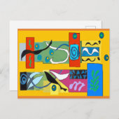 Carte Postale Formes Abstraites modifiées, Style Matisse (Devant / Derrière)