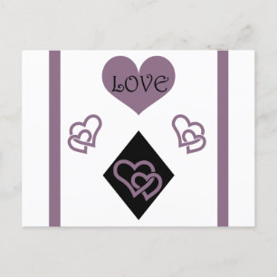 Carte Postale Formes de diamant et Coeurs pourpres "Amour"