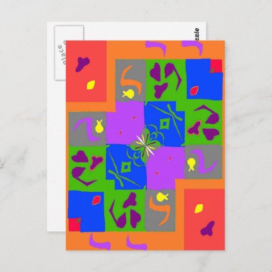 Carte Postale Formes de style Matisse (Devant / Derrière)