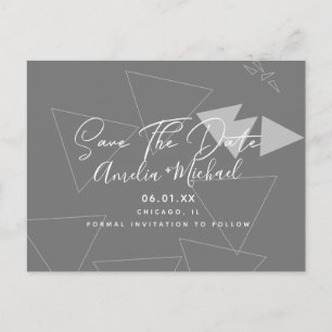 Carte Postale Formes géométriques scandinaves gris Save the Date