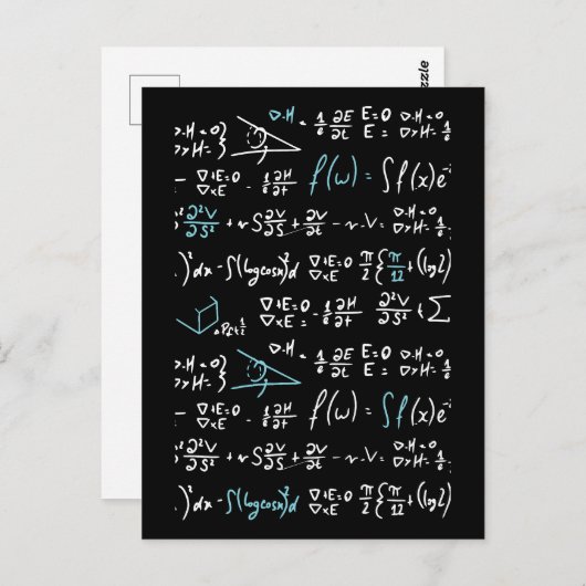 Carte Postale Formules mathématiques mathématiques physique prof (Devant / Derrière)