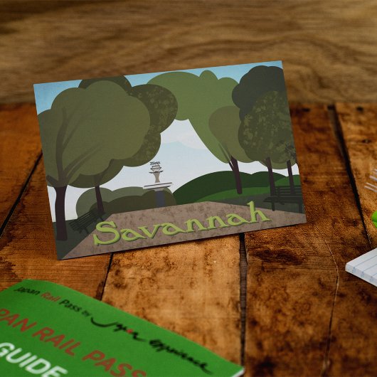 Carte Postale Forsyth Park à Savannah, Géorgie