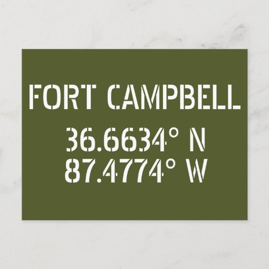 Carte postale Fort Campbell Latitude Longitude (Devant)