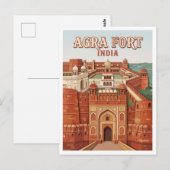 Carte Postale Fort d'Agra Inde (Devant / Derrière)