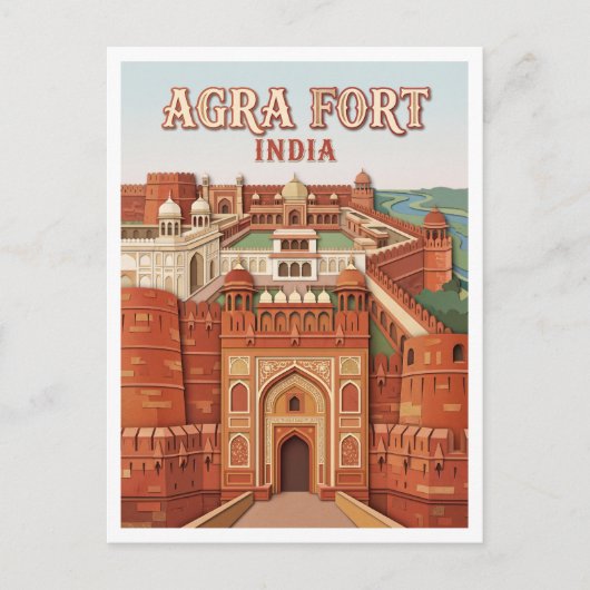Carte Postale Fort d'Agra Inde (Devant)