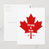 Carte Postale « Fort et libre » Feuille d'érable (Devant / Derrière)