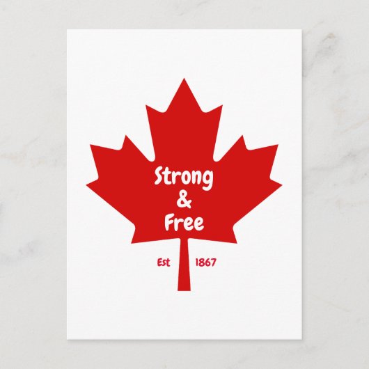 Carte Postale « Fort et libre » Feuille d'érable (Devant)