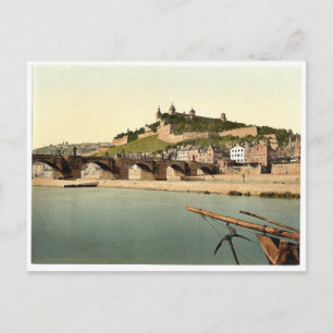 Carte Postale Fort et vieux pont, Wurzburg, Bavière, Allemagne v