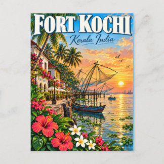 Carte Postale Fort Kochi Kerala India Vintage Travel