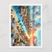 Carte Postale Fort Lauderdale Floride US Famous Place aquarelle (Devant)