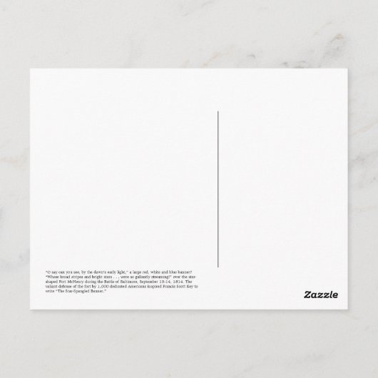 Carte Postale Fort McHenry (Dos)