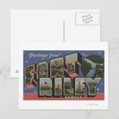 Carte Postale Fort Riley, Kansas - Scènes de grandes lettres (Devant / Derrière)