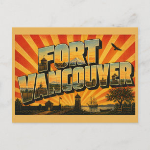 Carte Postale Fort Vancouver WA Columbia River Mont Hood Art