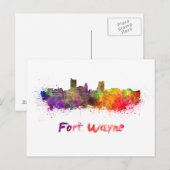 Carte Postale Fort Wayne skyline in watercolor (Devant / Derrière)