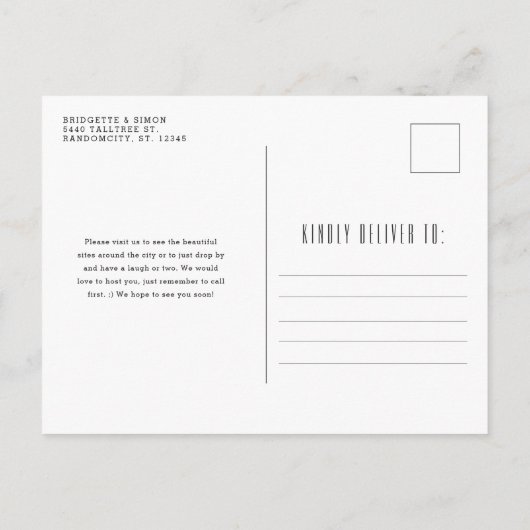 Carte Postale Fort Worth Moving Faire-part | Skyline stylisée (Dos)