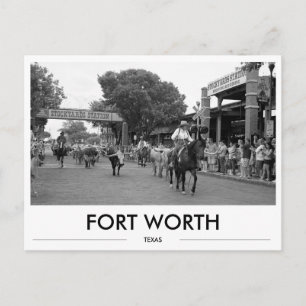 Carte Postale Fort Worth Texas Cadeau Stockyards Noir & Blanc