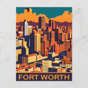 Carte Postale Fort Worth, Texas, Ciel de la ville, Voyage