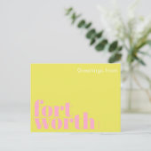 Carte Postale Fort Worth Texas moderne rose jaune  (Debout devant)
