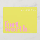 Carte Postale Fort Worth Texas moderne rose jaune  (Devant)